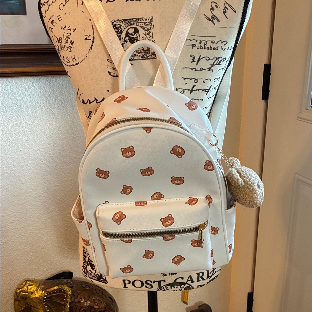 NWOT’s- Cute Bear Print Mini Backpack-teddy purse charm